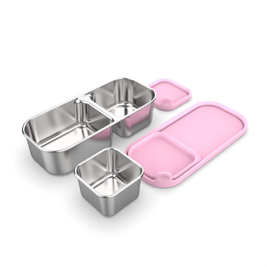 Mighty Minis Stainless Steel Containers – Set of 2 - Light Pink
