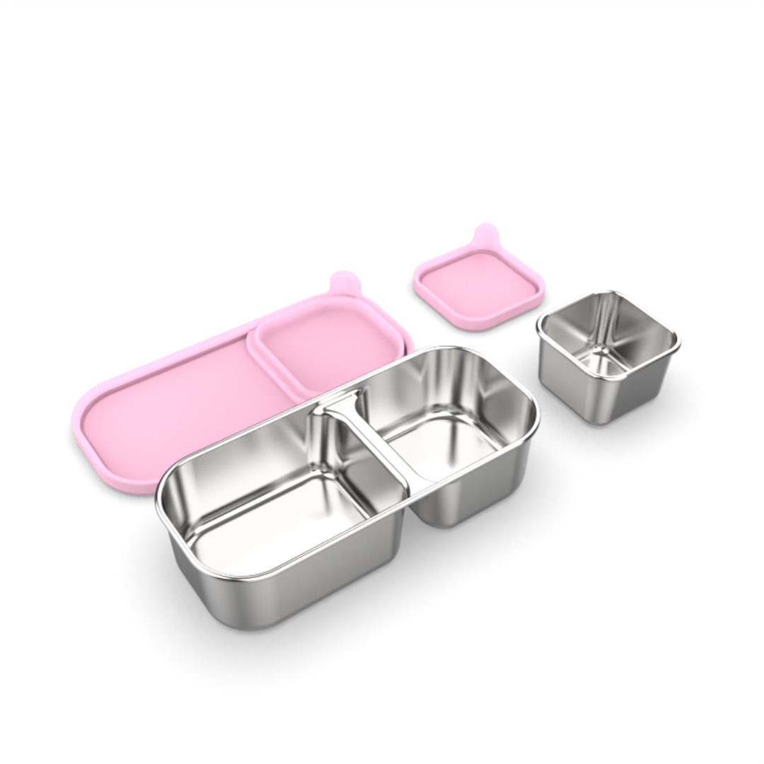 Mighty Minis Stainless Steel Containers – Set of 2 - Light Pink