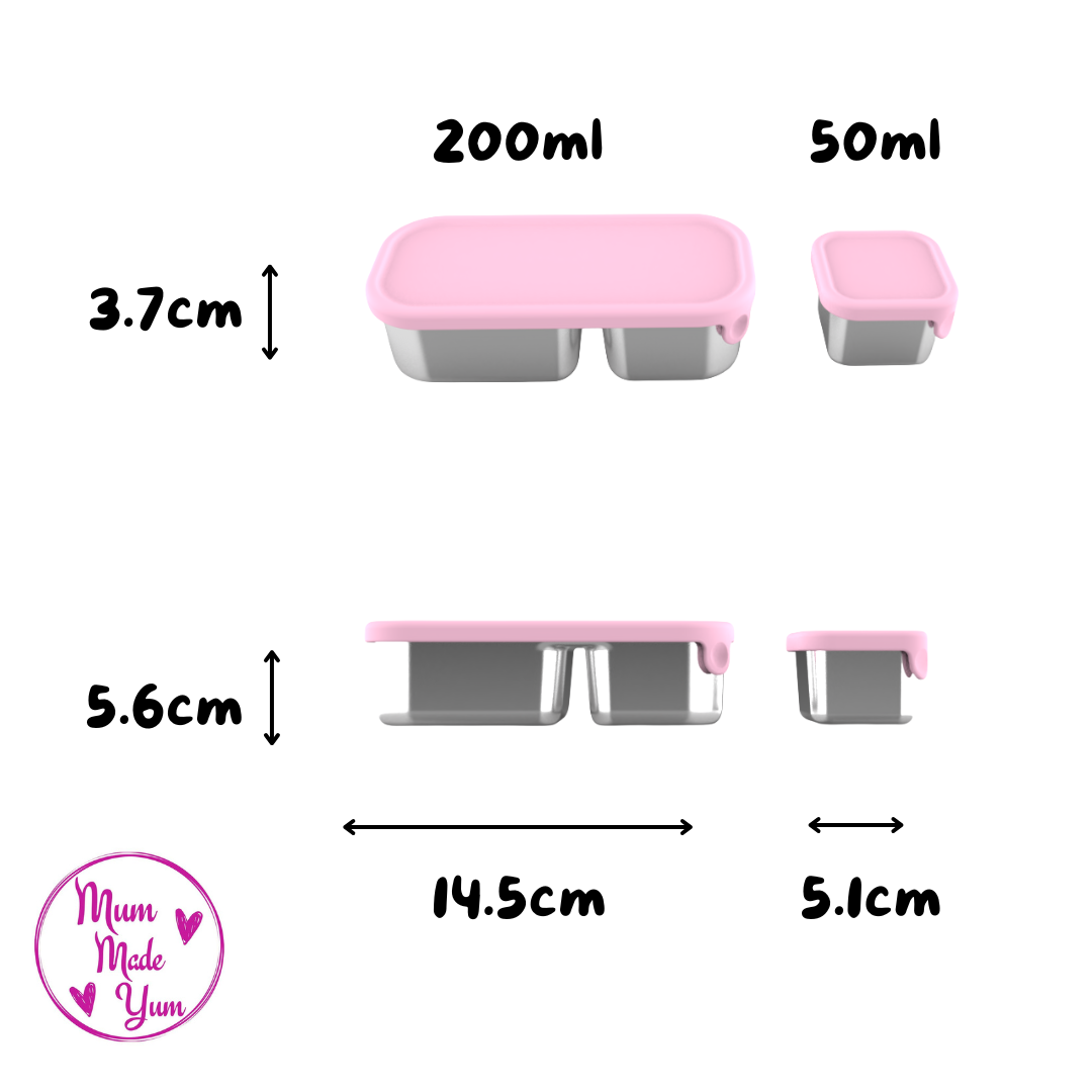 Mighty Minis Stainless Steel Containers – Set of 2 - Light Pink