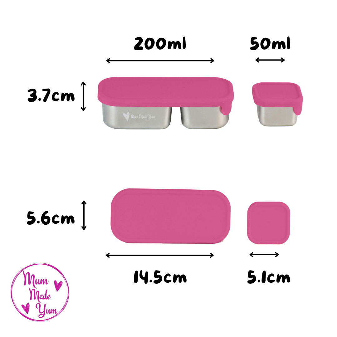 Mighty Minis Stainless Steel Containers – Set of 2 - Pink
