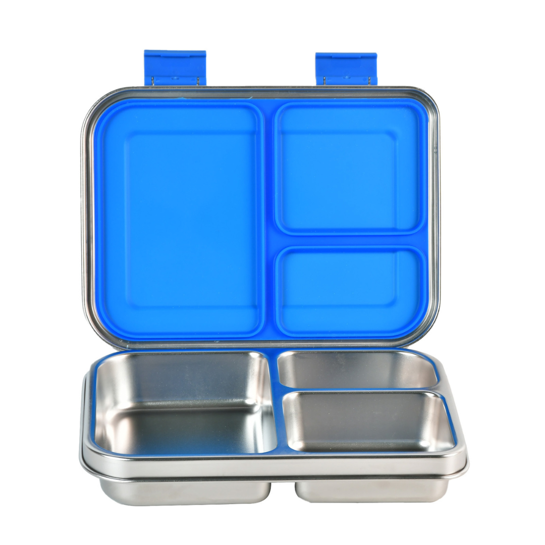 Mighty Stainless Steel 3-Compartment Lunchbox - Blue