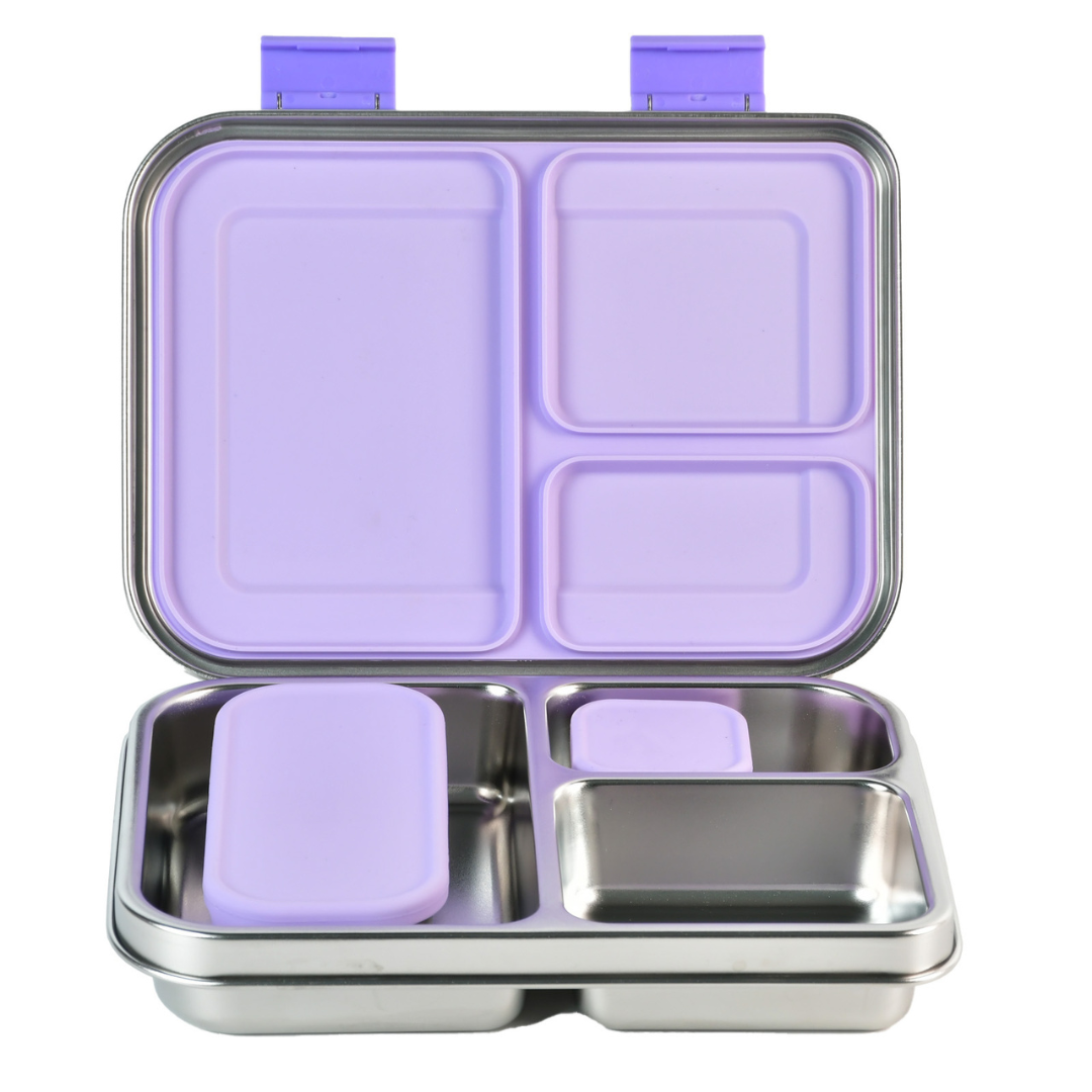 Mighty Stainless Steel 3-Compartment Lunchbox - Lilac