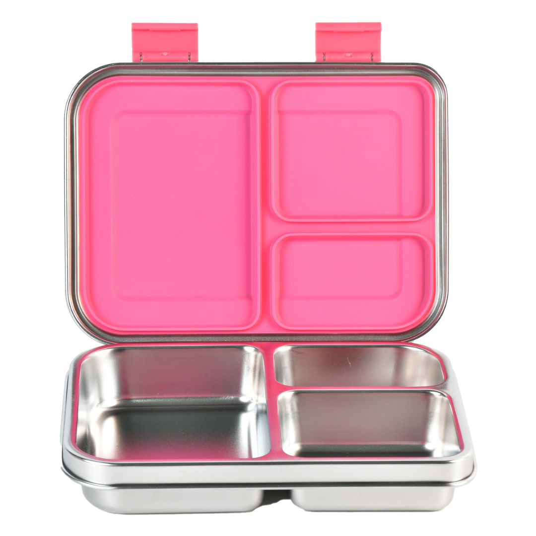 Mighty Stainless Steel 3-Compartment Lunchbox - Pink