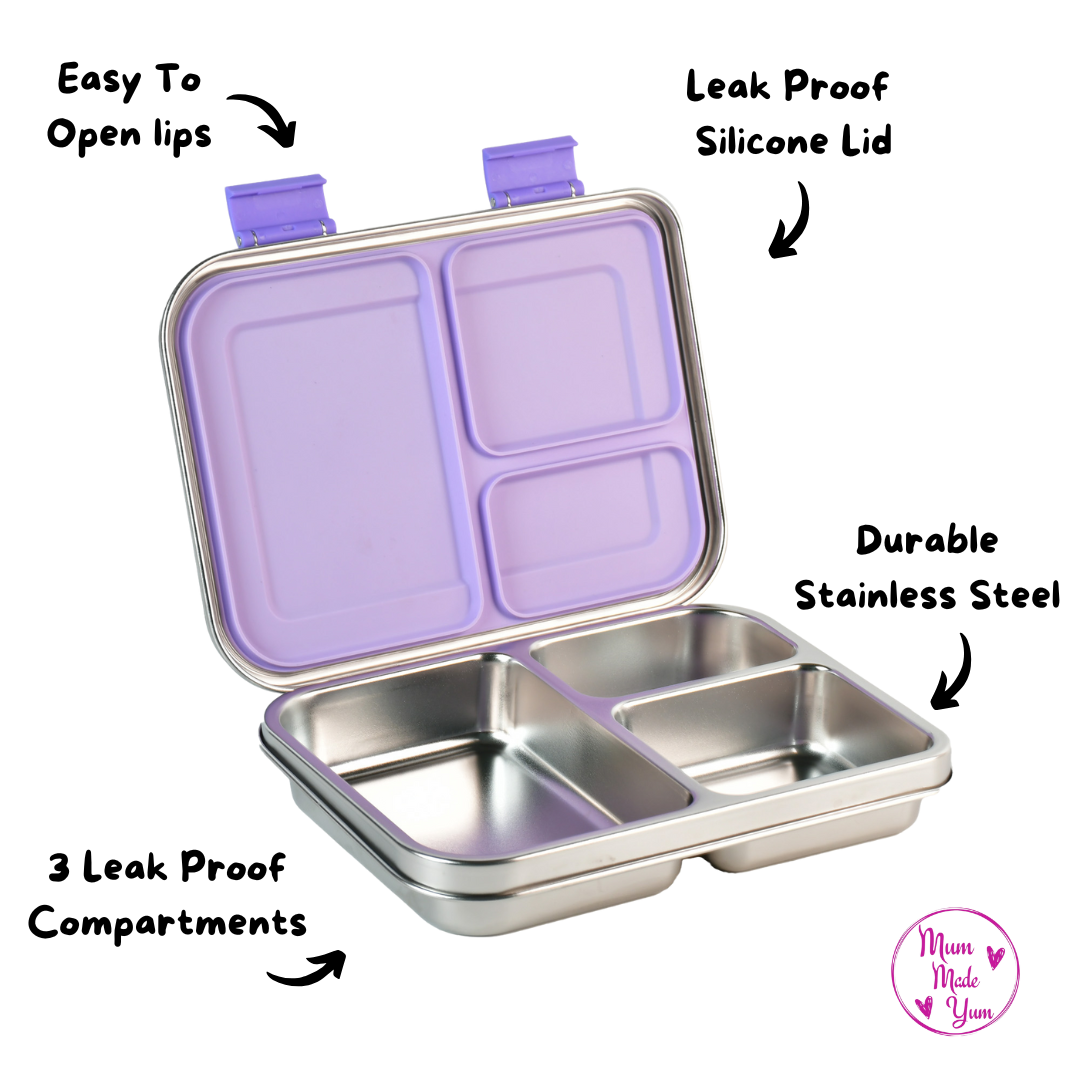 Mighty Stainless Steel 3-Compartment Lunchbox - Lilac