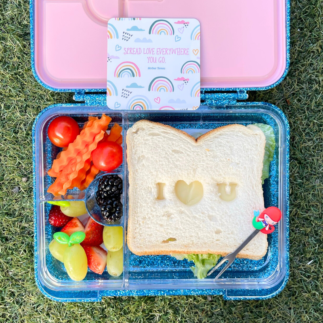 Bento Lunchbox (Large) - Sparkle Blue (Pink Clip) 2