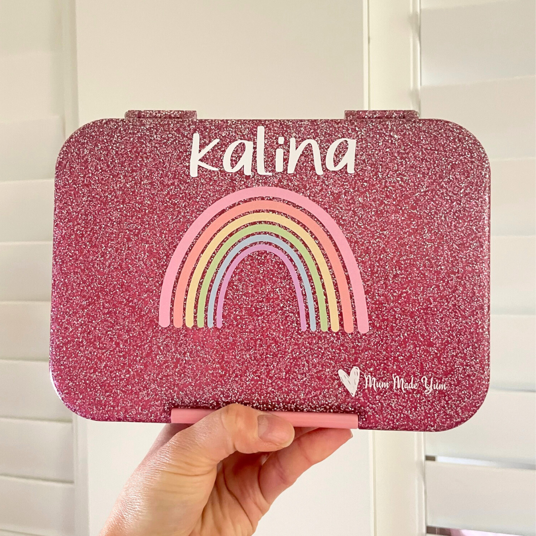 Bento Lunchbox (Medium) - Sparkle Pink Rainbow 2.05