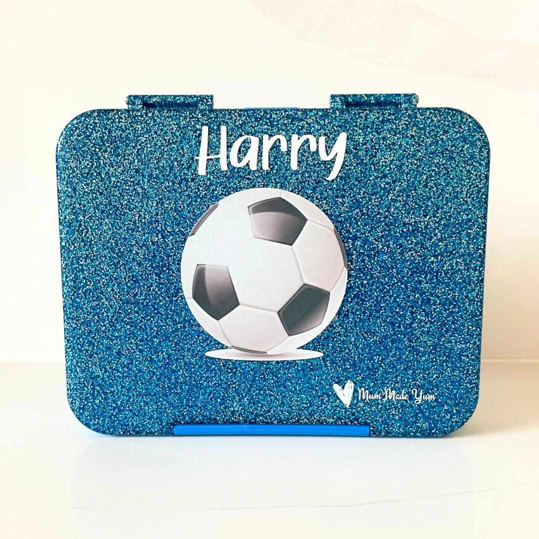 Bento Lunchbox (Large) - Sparkle Blue Soccer