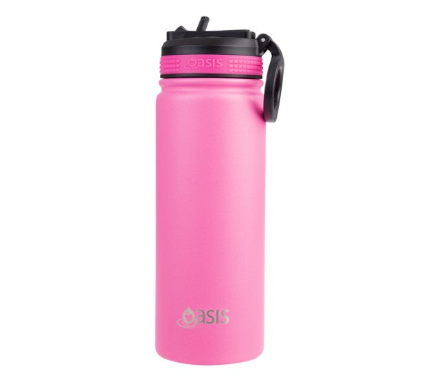 Oasis Stainless Steel Insulated Sipper Drink Bottle 550ml - Neon Pink