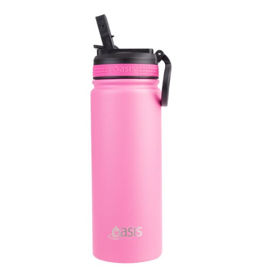 Oasis Stainless Steel Insulated Sipper Drink Bottle 550ml - Neon Pink