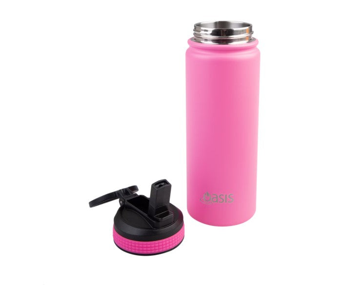 Oasis Stainless Steel Insulated Sipper Drink Bottle 550ml - Neon Pink