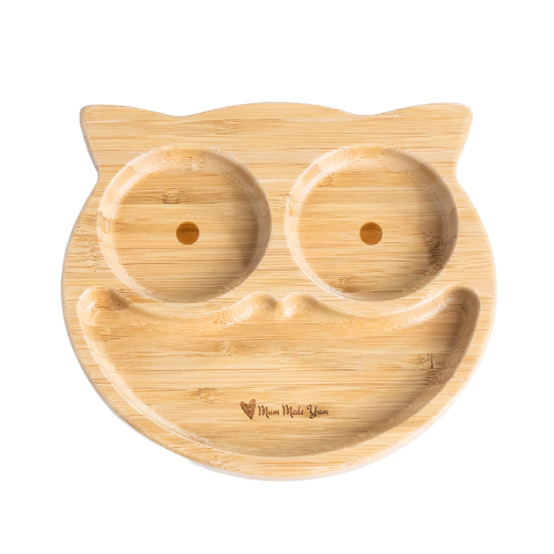 Bamboo Suction Plate - “Ollie" The Owl