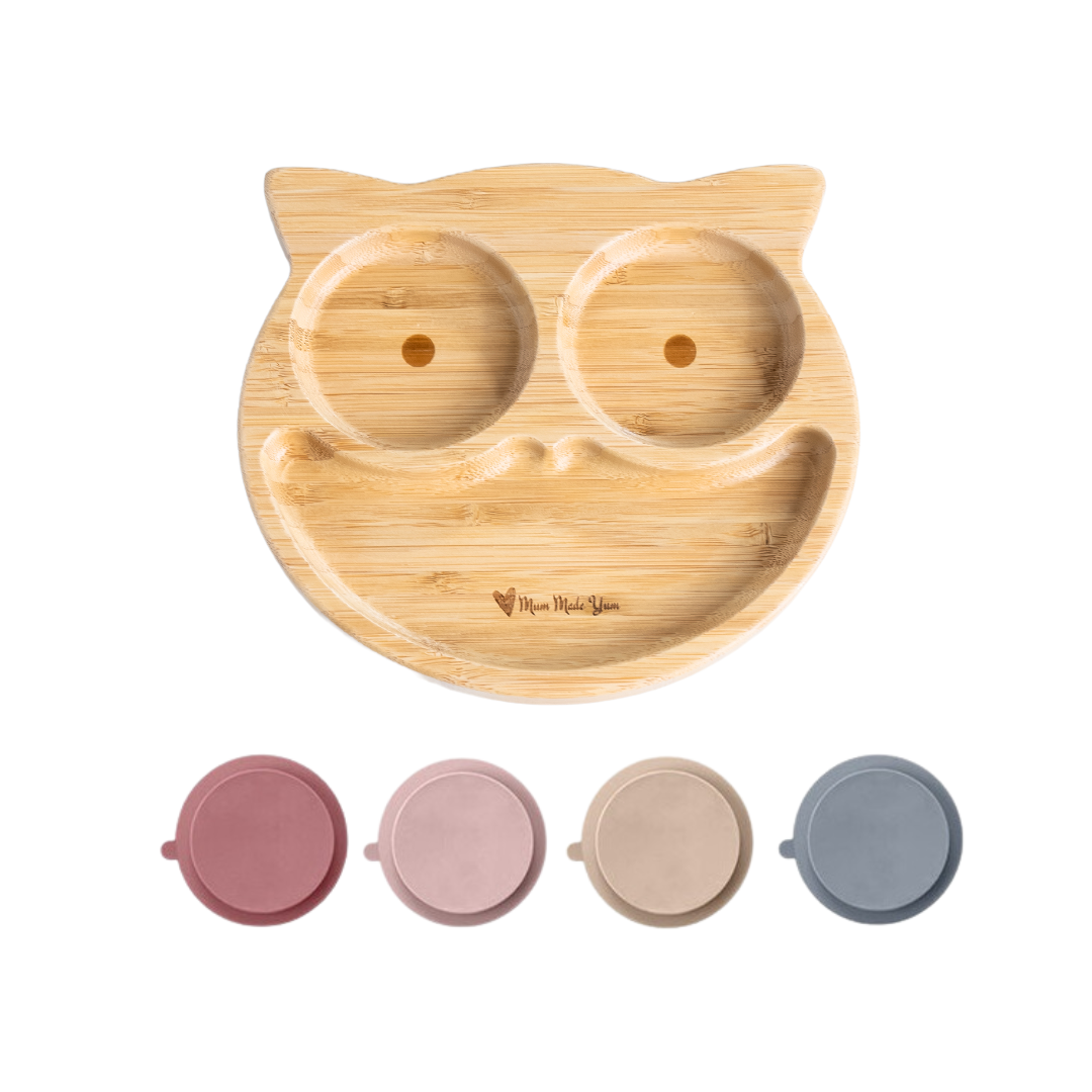 Bamboo Suction Plate - “Ollie" The Owl