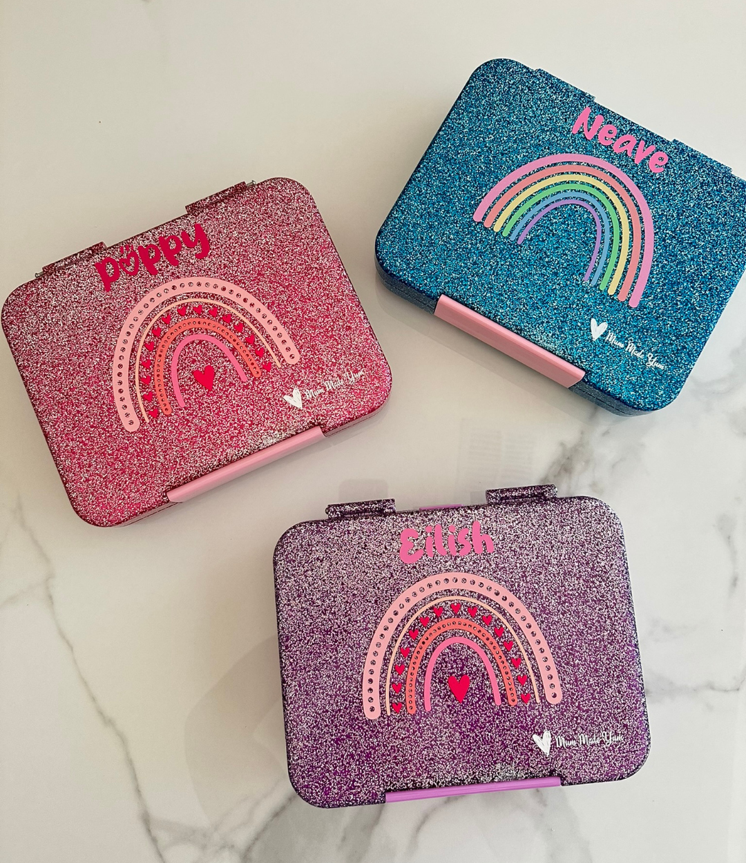 Bento Lunchbox (Large) - Sparkle Purple  Pink Rainbow Love
