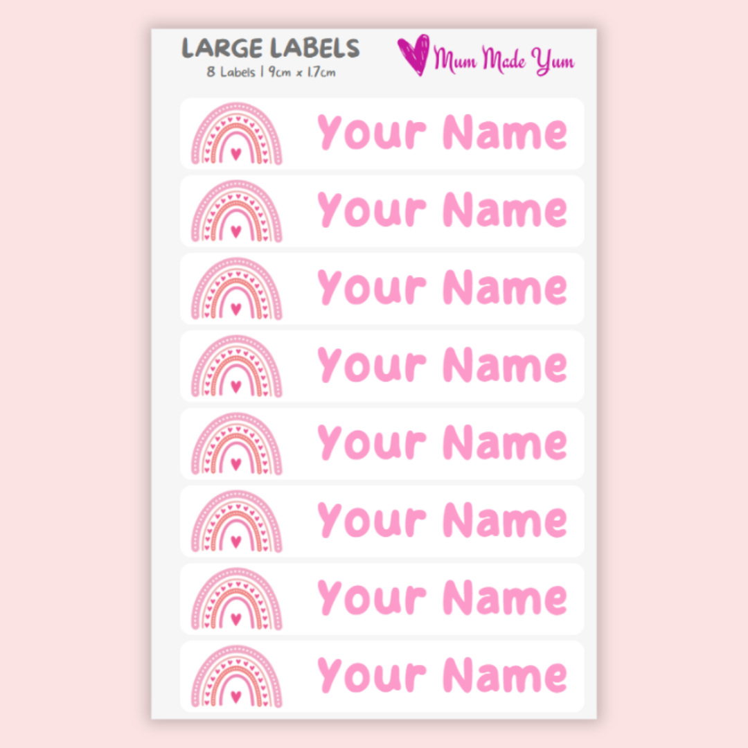 Labels Withe Name Custom Name Label Sheet - Large (8 Labels) | Mum Made Yum