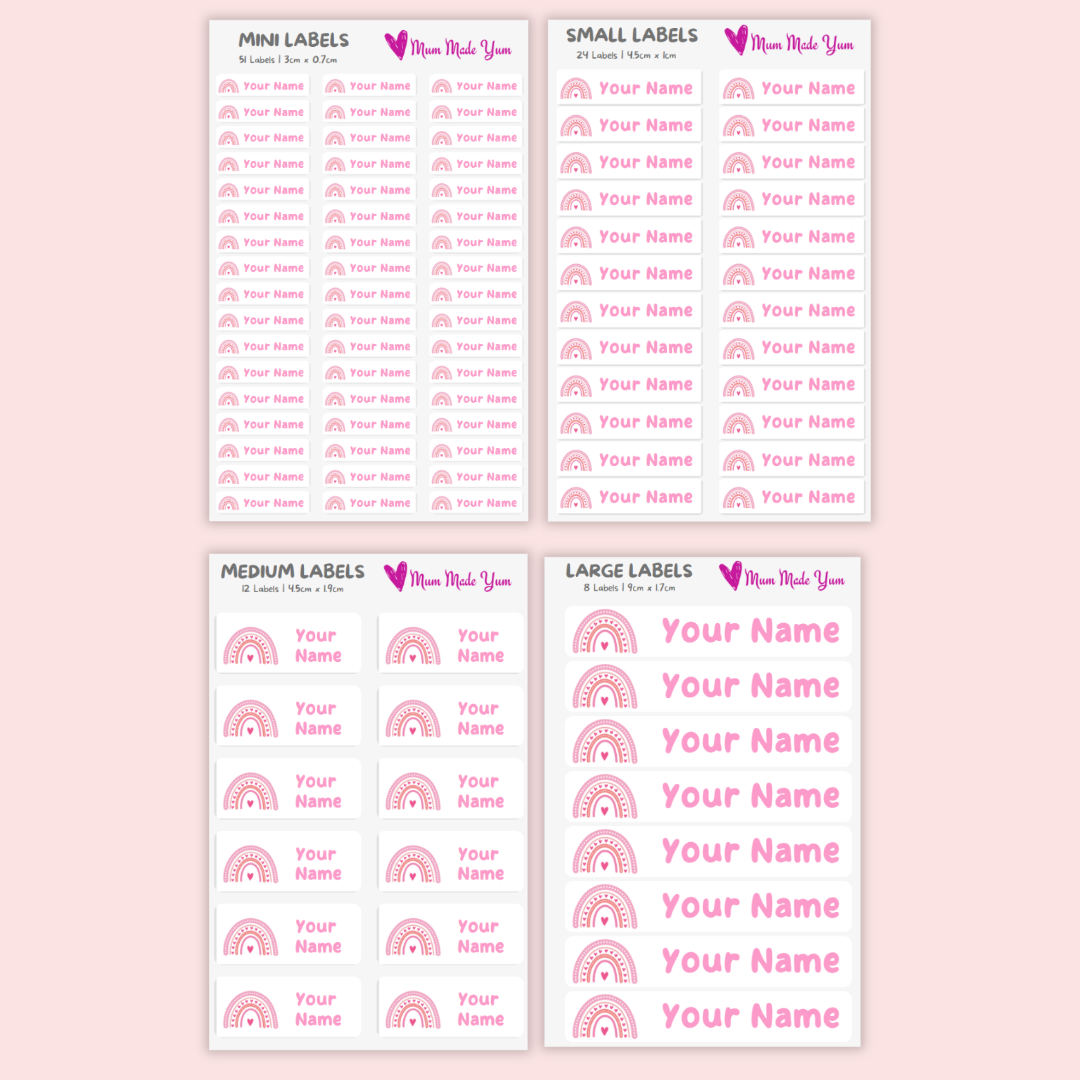 Personalised Custom Name Label Sheet - Select your own size