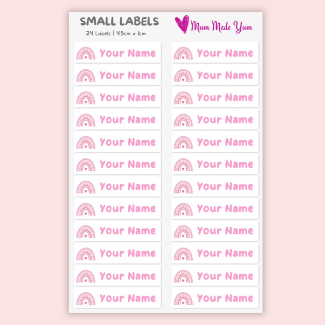 Personalised Custom Name Label Sheet - Small (24 Labels)