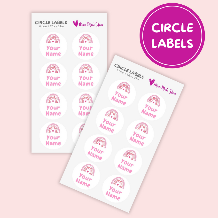 Personalised Custom Name Label Sheet - Circle (8 Labels)