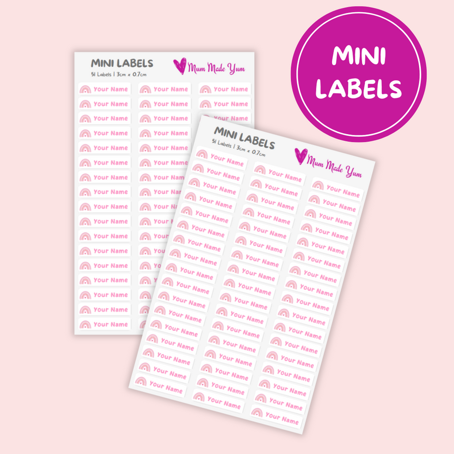 Personalised Custom Name Label Sheet - Mini (51 Labels)