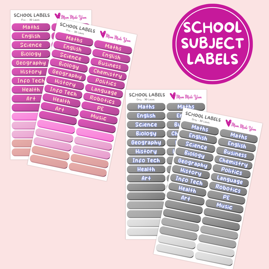 School Subject Labels