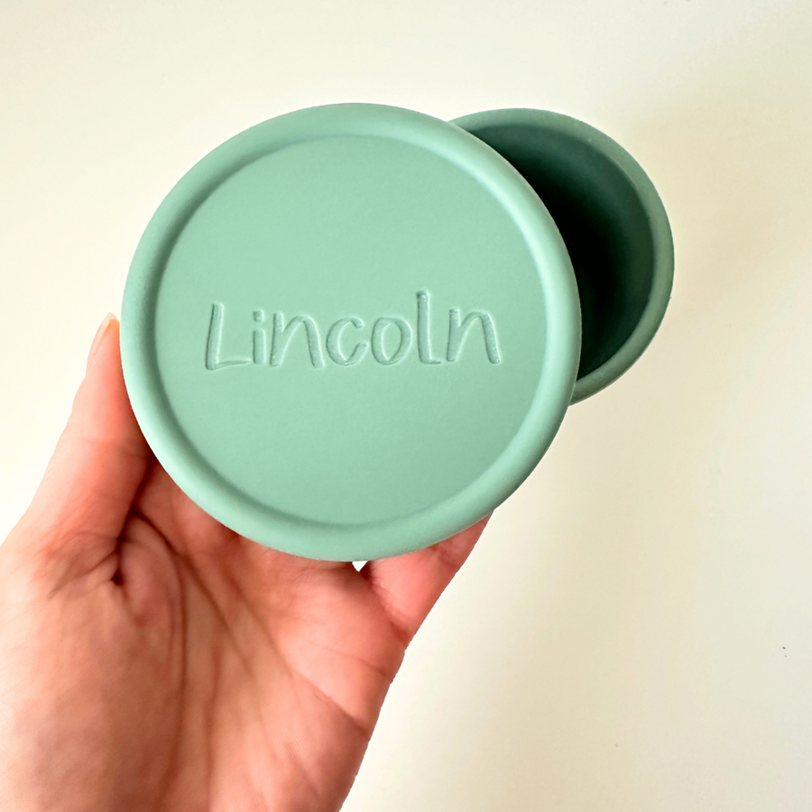 Personalised Small Silicone Snack Pot - Mustard Yelllow
