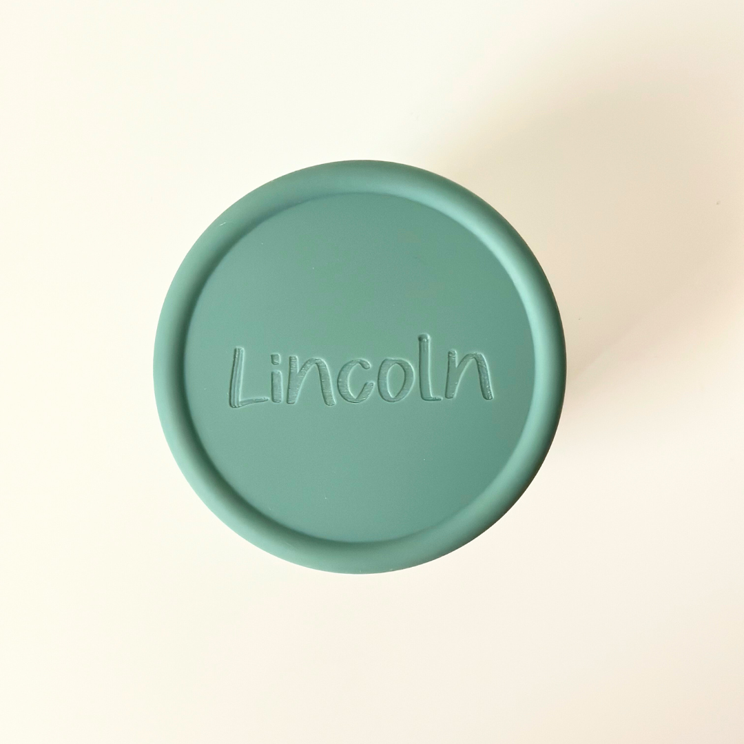 Personalised Small Silicone Snack Pot - Olive Green2