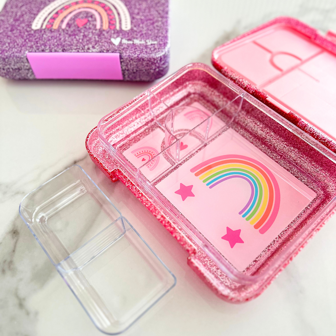 Bento Lunchbox (Large) - Sparkle Pink Rainbow Love - LIMITED EDITION