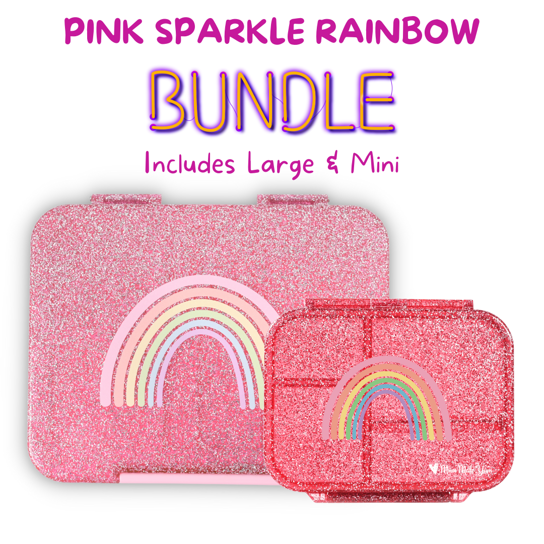 BUNDLE: Pink Sparkle Rainbow Lunchbox Value Bundle (Large + Mini)