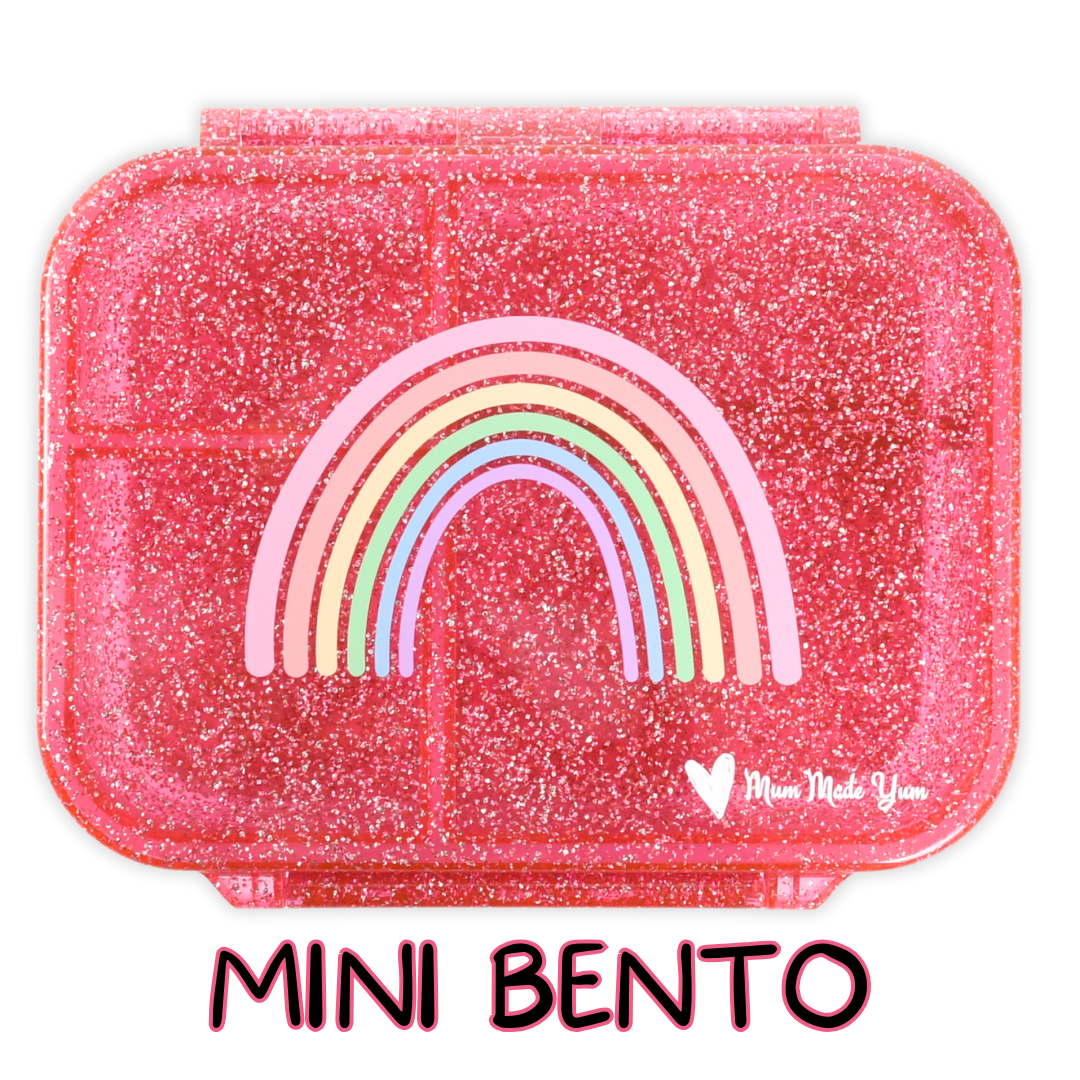 Mini Snack Bento Lunchbox - Sparkle Pink Rainbow