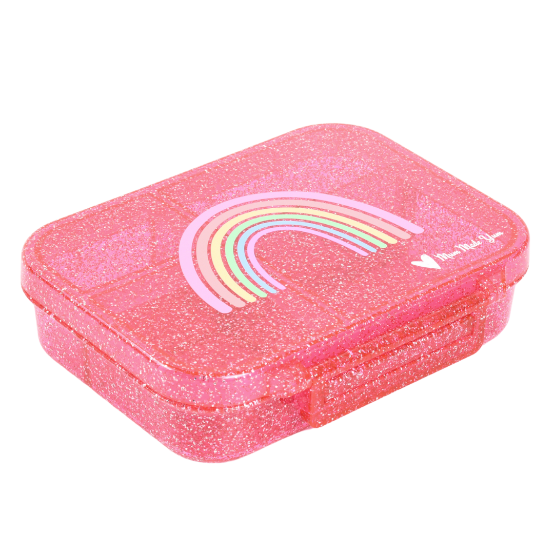 Mini Snack Bento Lunchbox - Sparkle Pink Rainbow