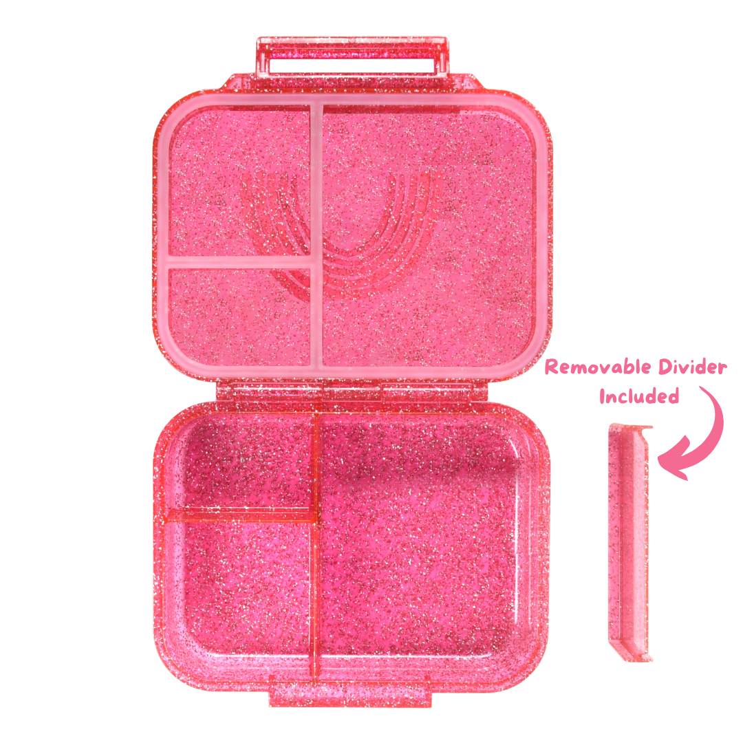 Mini Snack Bento Lunchbox - Sparkle Pink Rainbow