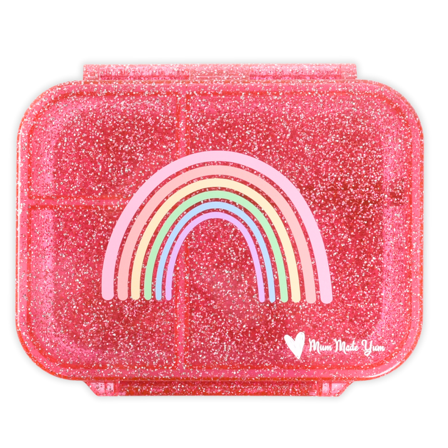 Mini Snack Bento Lunchbox - Sparkle Pink Rainbow