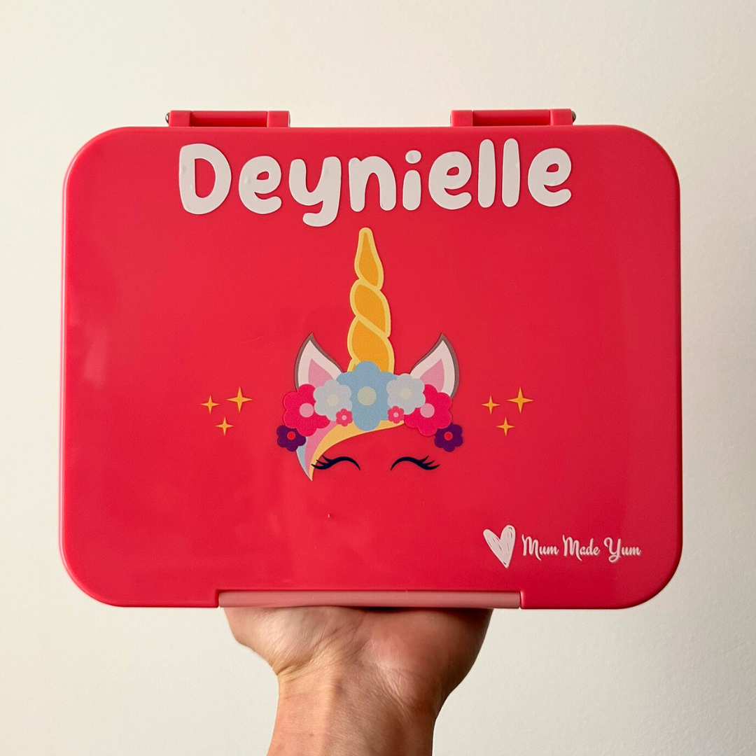 Pink Unicorn Mum Made Yum Lunchbox Personalised