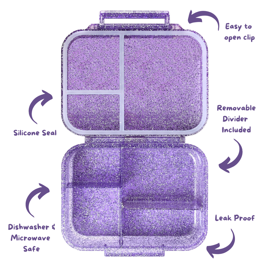 Mini Snack Bento Lunchbox - Sparkle Purple