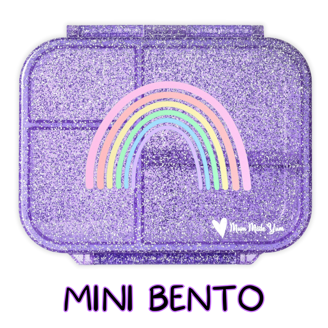 Mini Snack Bento Lunchbox - Sparkle Purple Rainbow