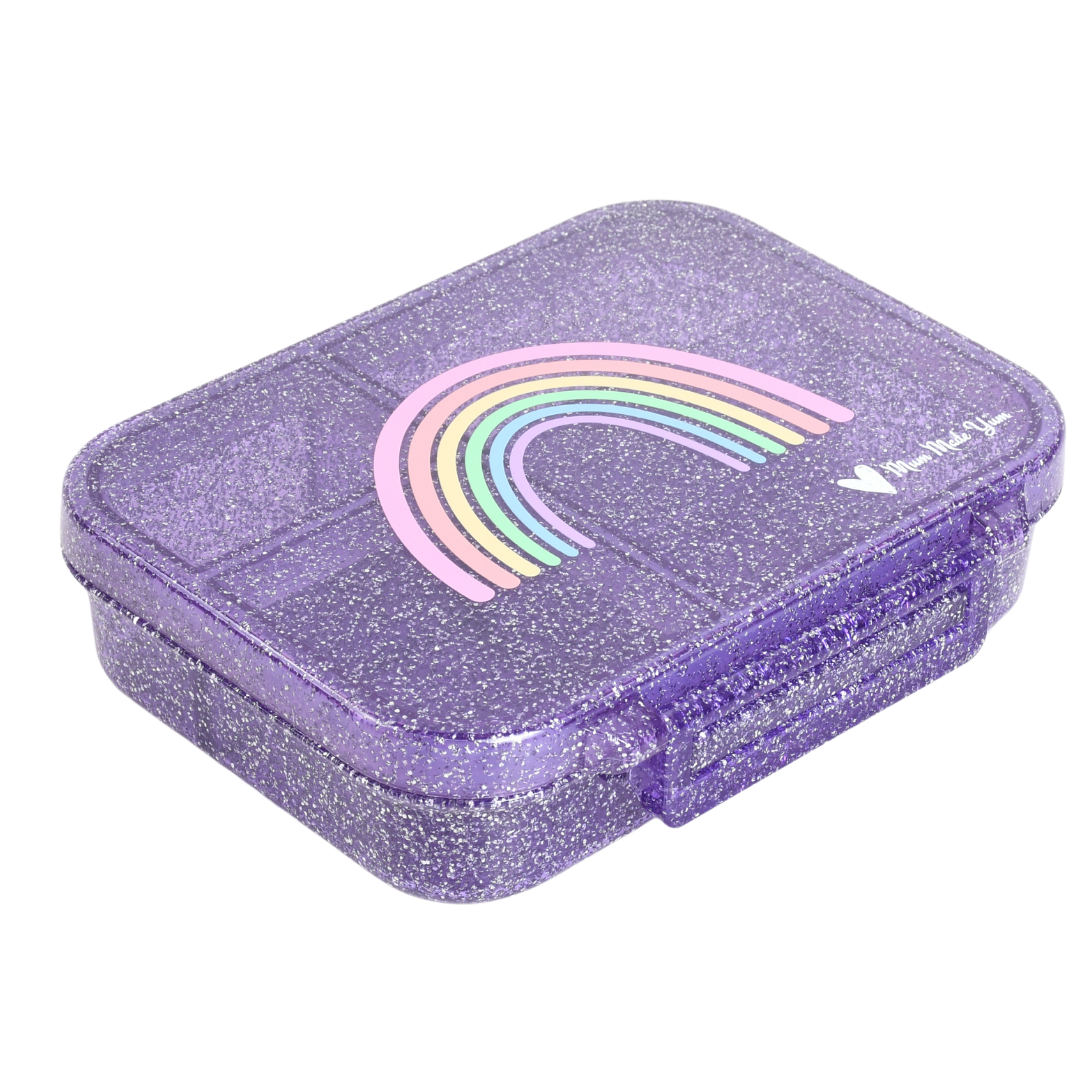 Mini Snack Bento Lunchbox - Sparkle Purple Rainbow