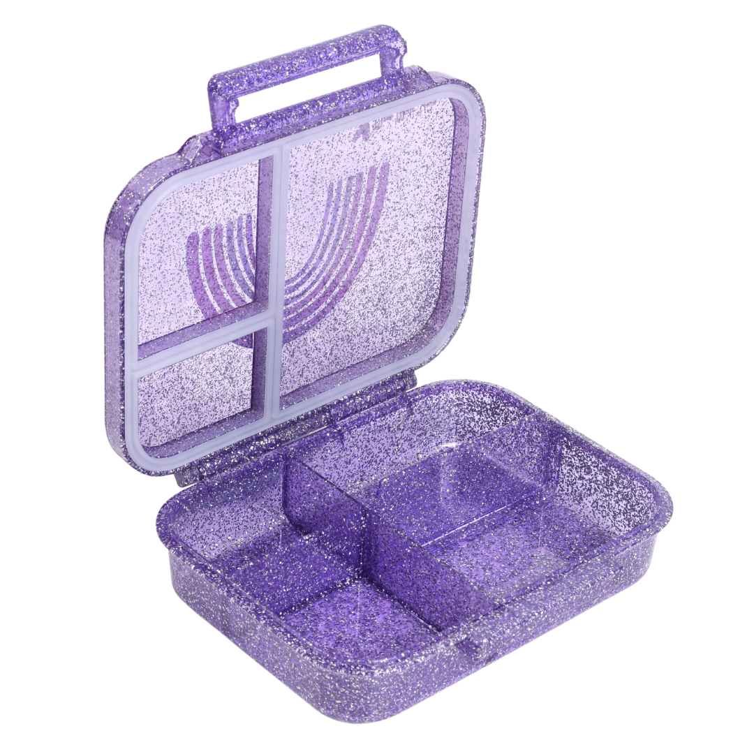 Mini Snack Bento Lunchbox - Sparkle Purple Rainbow