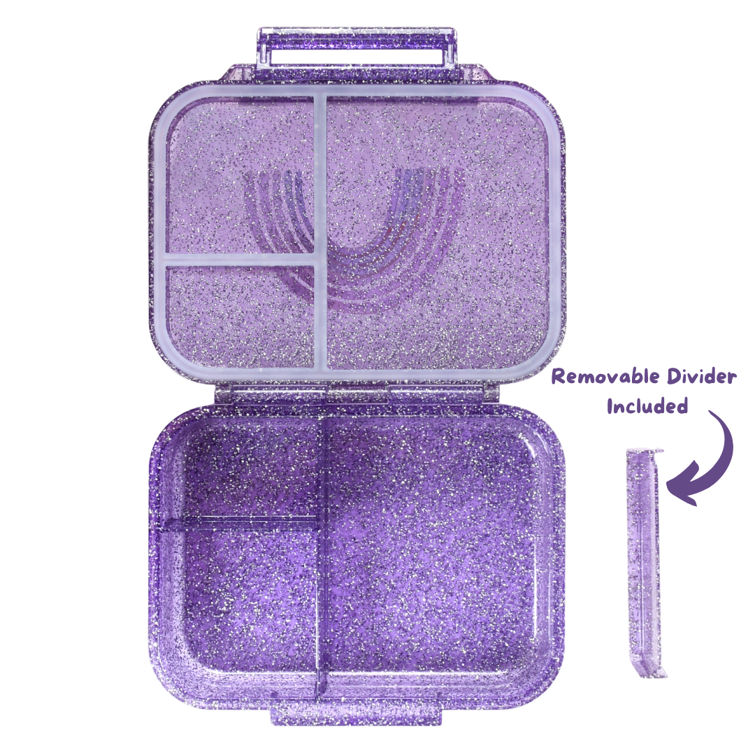 Mini Snack Bento Lunchbox - Sparkle Purple Rainbow