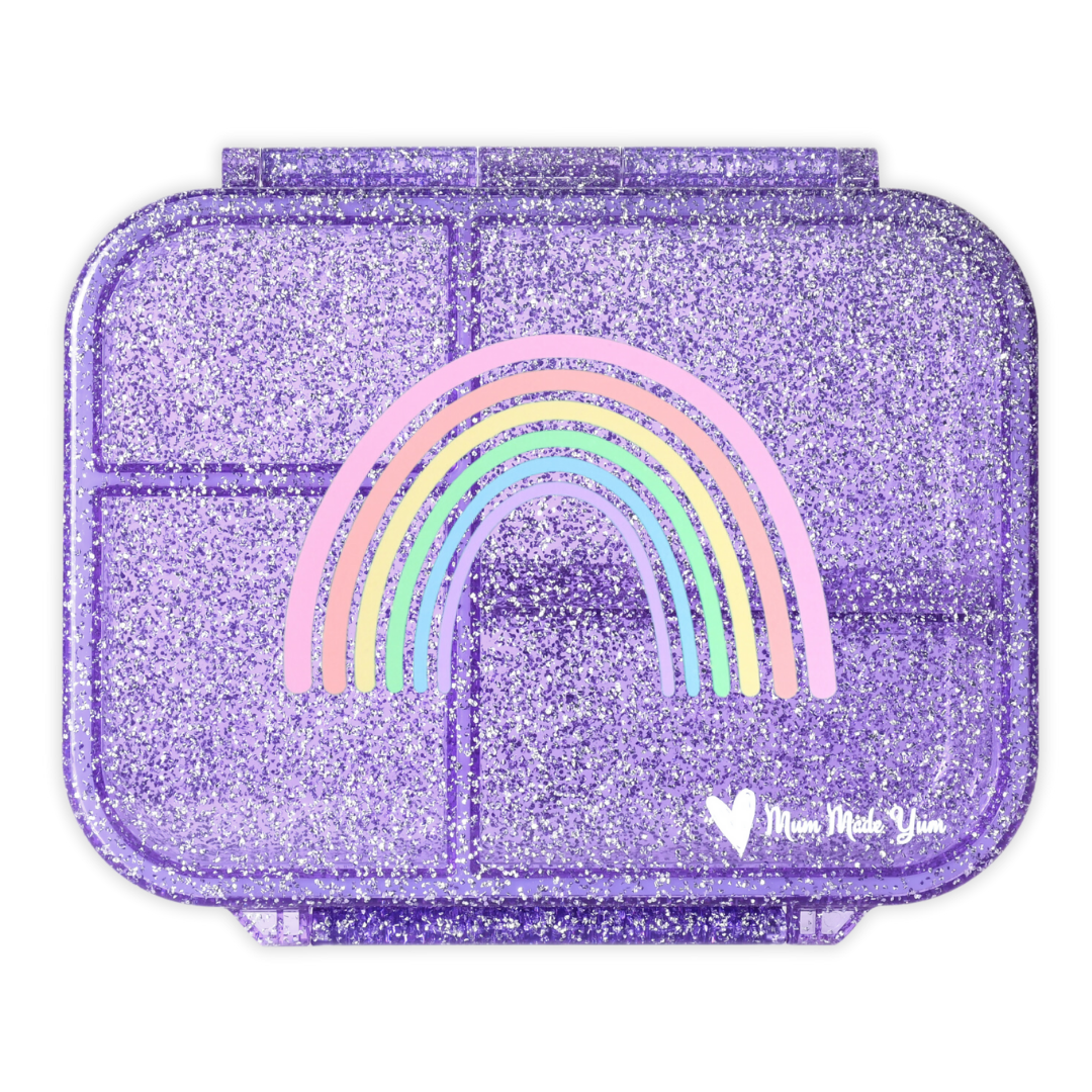 Mini Snack Bento Lunchbox - Sparkle Purple Rainbow