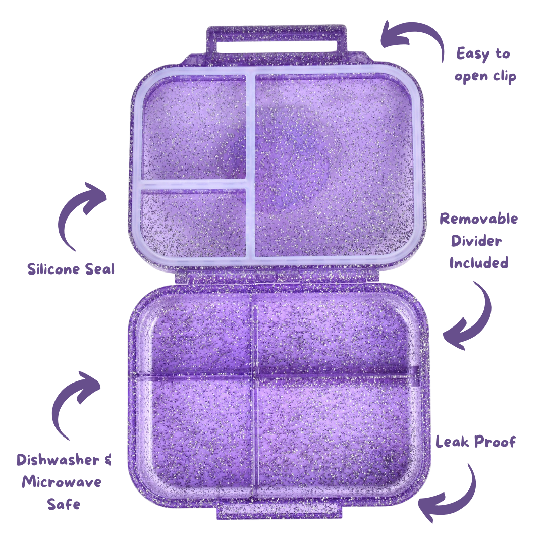 Bento Lunchbox (Mini Snack) - Sparkle Purple Soccer