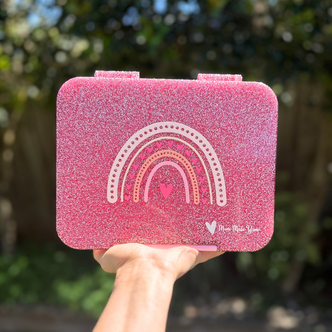 Bento Lunchbox (Large) - Sparkle Pink Rainbow Love - LIMITED EDITION