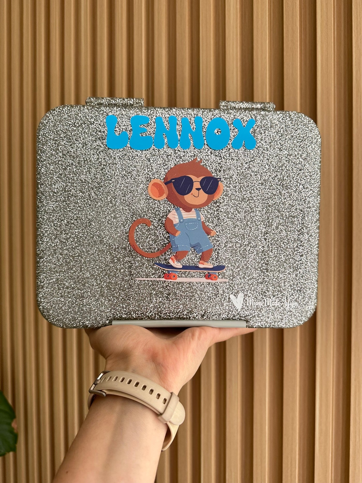 Bento Lunchbox (Large) - Sparkle Silver Monkey