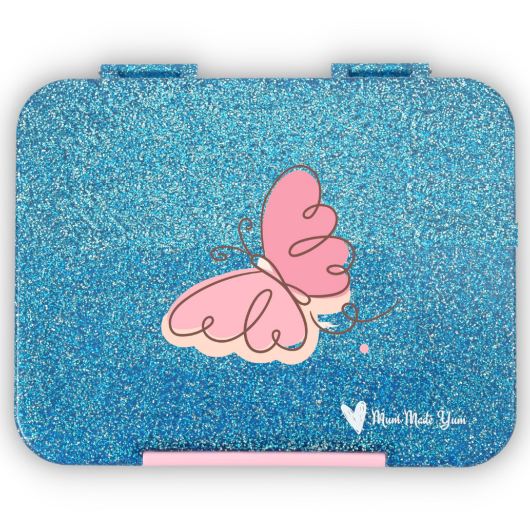 Bento Lunchbox (Large) - Sparkle Blue Butterfly