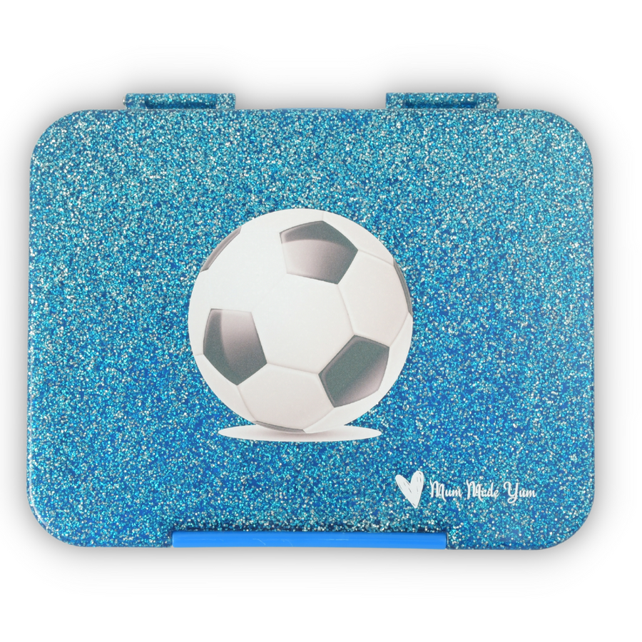Bento Lunchbox (Large) - Sparkle Blue Football