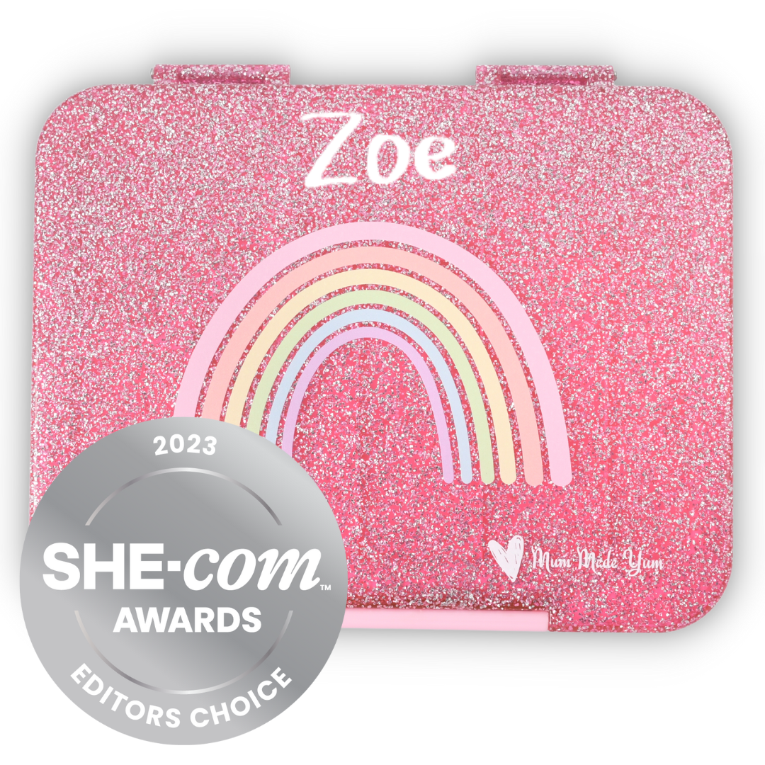 Sparkle Pink Rainbow 2.0 Bento Lunchbox She-Com Winner Award Kids Accessory