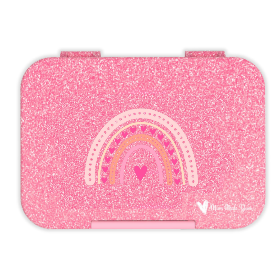 Bento Lunchbox (Medium) - Sparkle Pink Rainbow Love