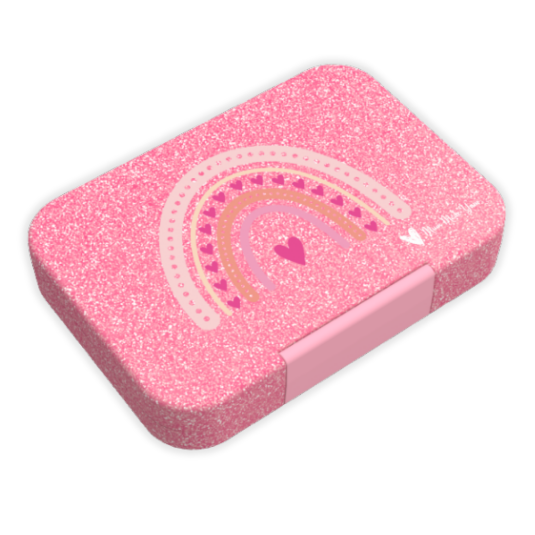 Bento Lunchbox (Medium) - Sparkle Pink Rainbow Love