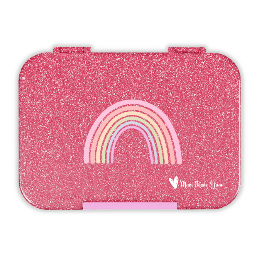 Bento Lunchbox (Medium) - Sparkle Pink Rainbow 2.0