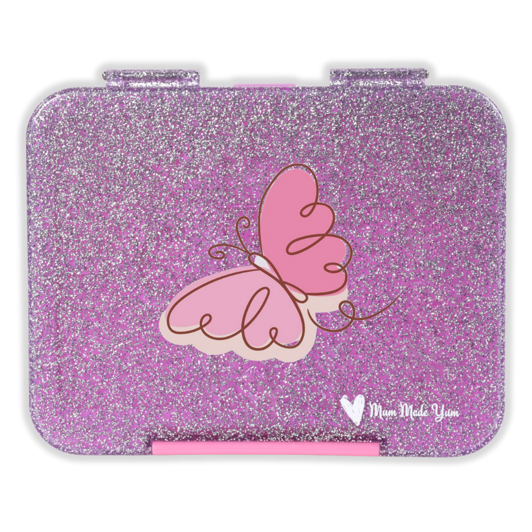 Bento Lunchbox (Large) - Sparkle Purple Butterfly