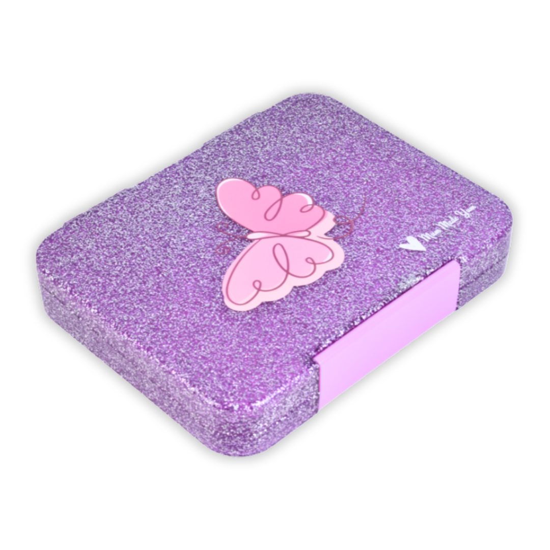 Bento Lunchbox (Large) - Sparkle Purple Butterfly