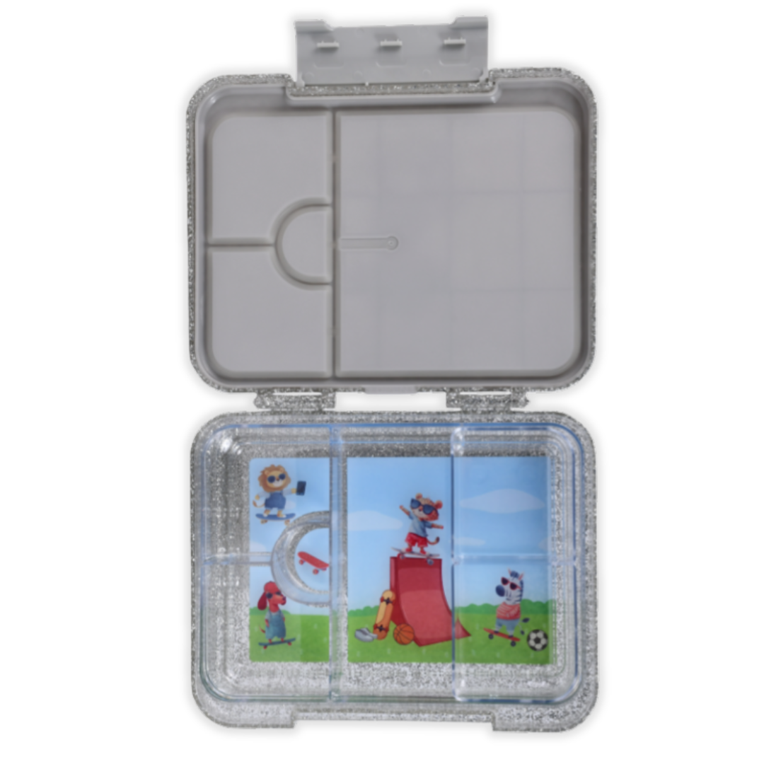 Bento Lunchbox (Large) - Sparkle Silver Monkey